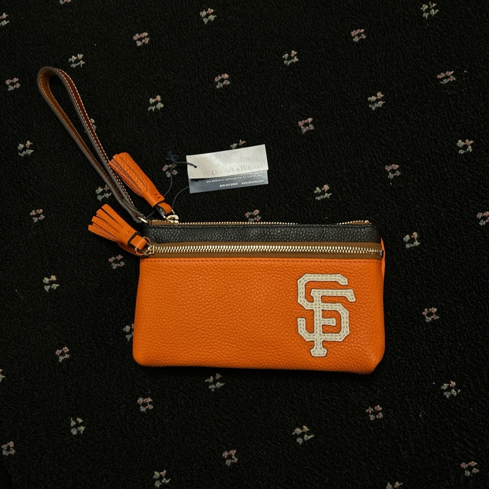 Dooney & Bourke Orange and Black Clutch